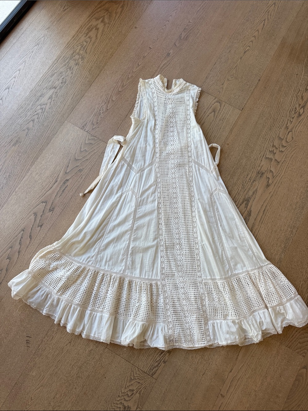 Zimmermann Ivory Crochet Maxi Dress with Tie Waist - Picture 6 of 6